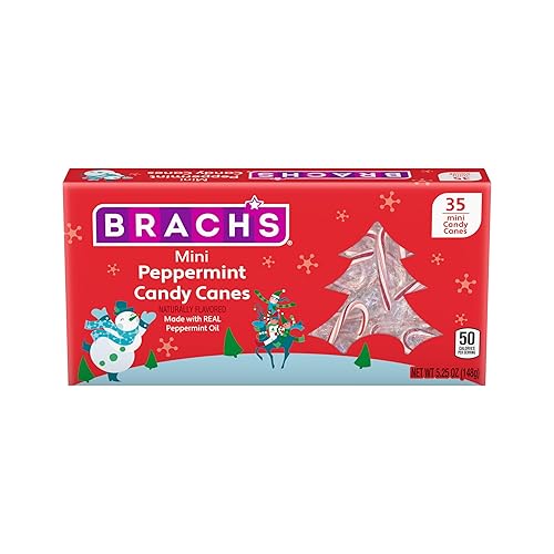 Brach's Mini Peppermint Holiday Candy Canes, Christmas Candy, 35ct Box