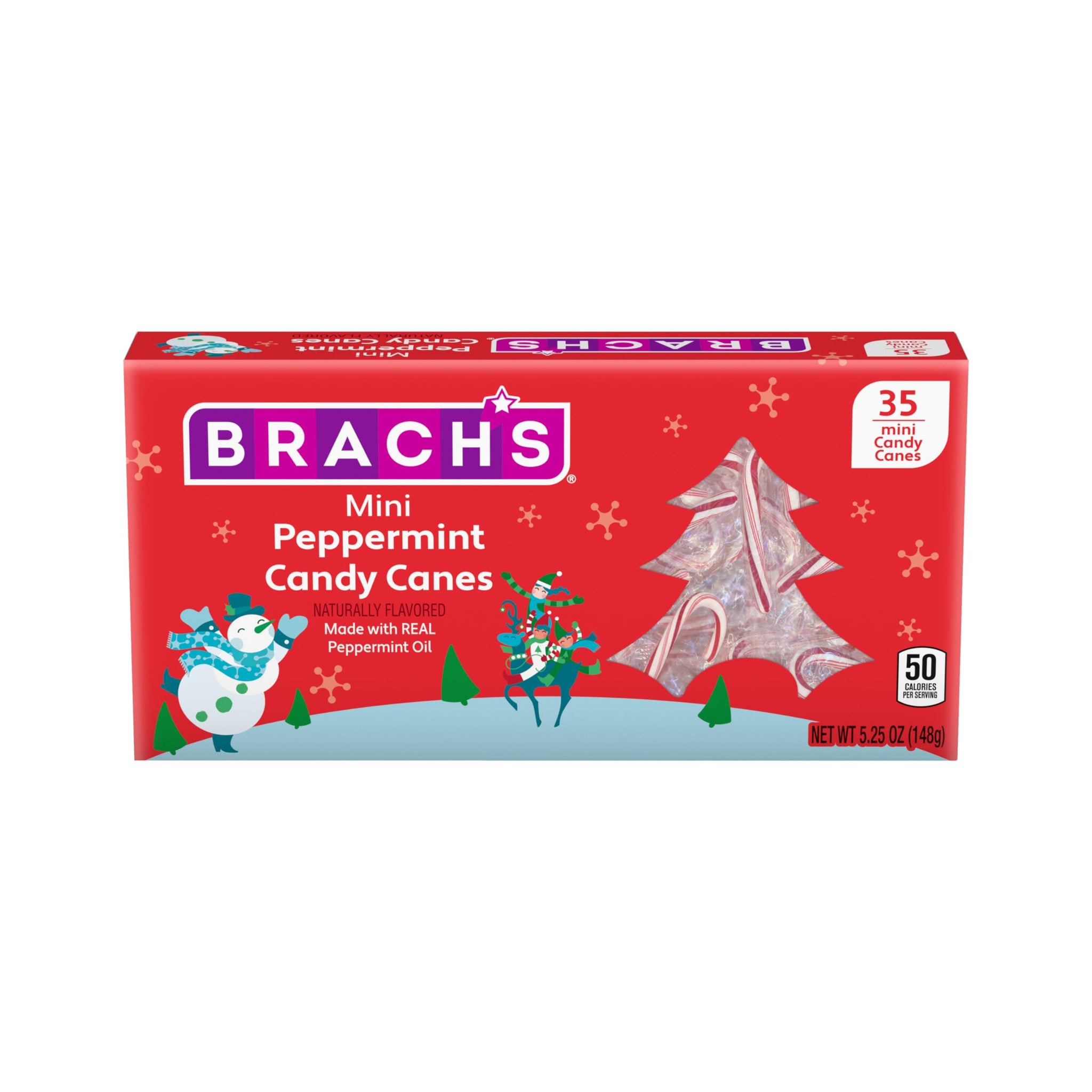 Brach's Mini Peppermint Holiday Candy Canes, Christmas Candy, 35ct Box