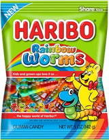 HARIBO Gummi Candy, Rainbow Worms, 5 oz. Bag (Pack of 12)