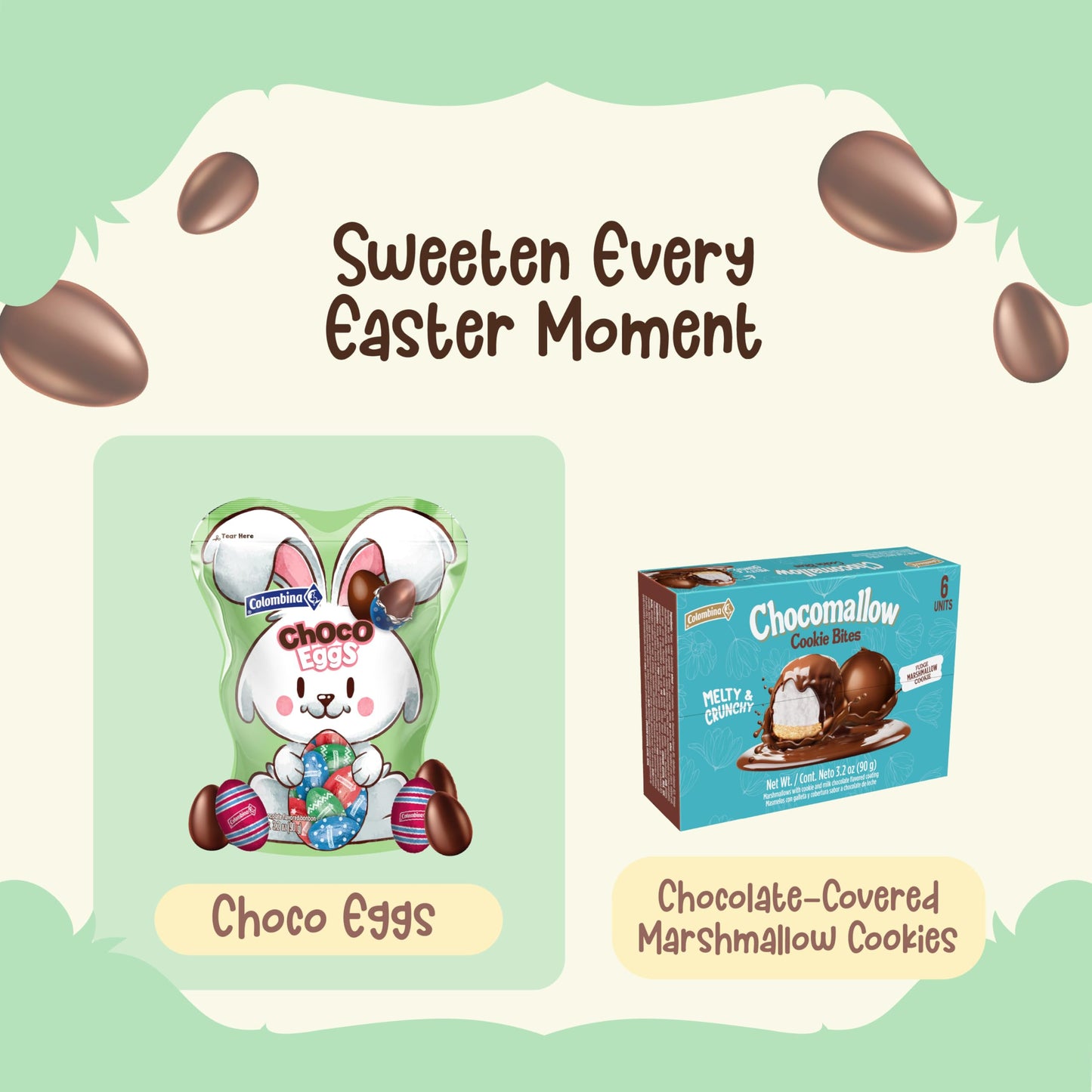 Colombina Easter Chocolate Eggs, Easter Candy for Kids and Teens, Milk Chocolate Individually Wrapped in Pastel Foil for Baskets, Egg Hunts & Gifts