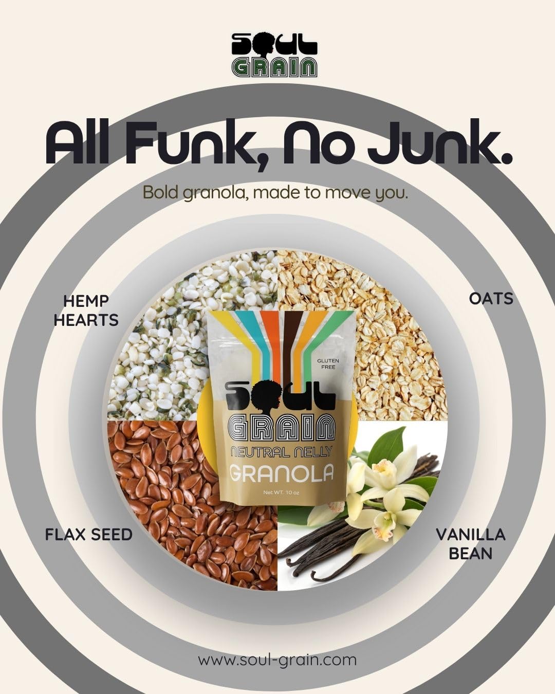 Soul Grain Neutral Nelly Granola - Hand-Crafted 10oz Gluten-Free Granola for Clean Nutrition & Versatility - Made with Whole Grain Oats, & Vanilla