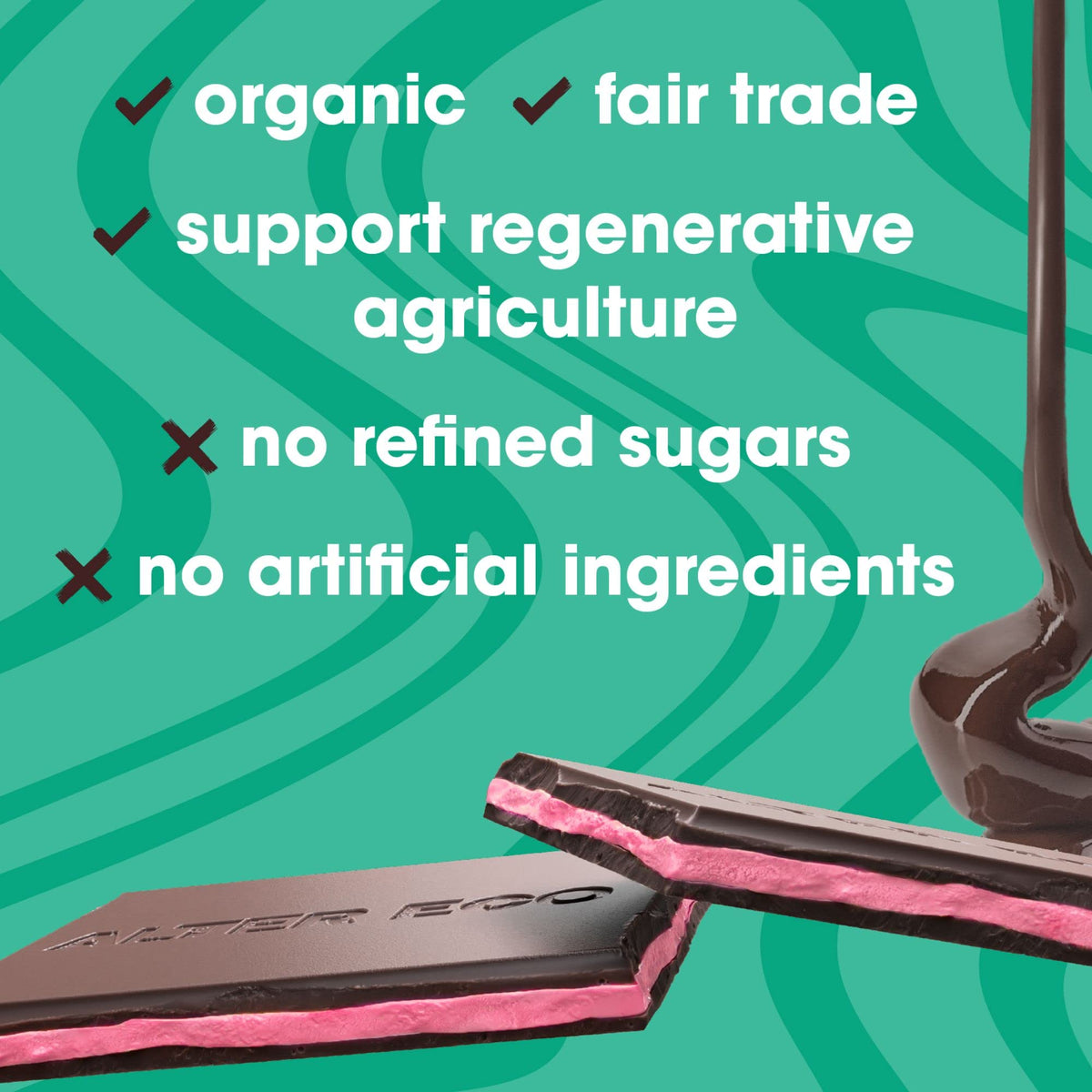 Alter Eco Raspberry Creme Truffle Thins, Chocolate Bar with Gooey Ganache Truffle Filling, Organic, Gluten & Soy-Free, Non-GMO Snacks, No Additives
