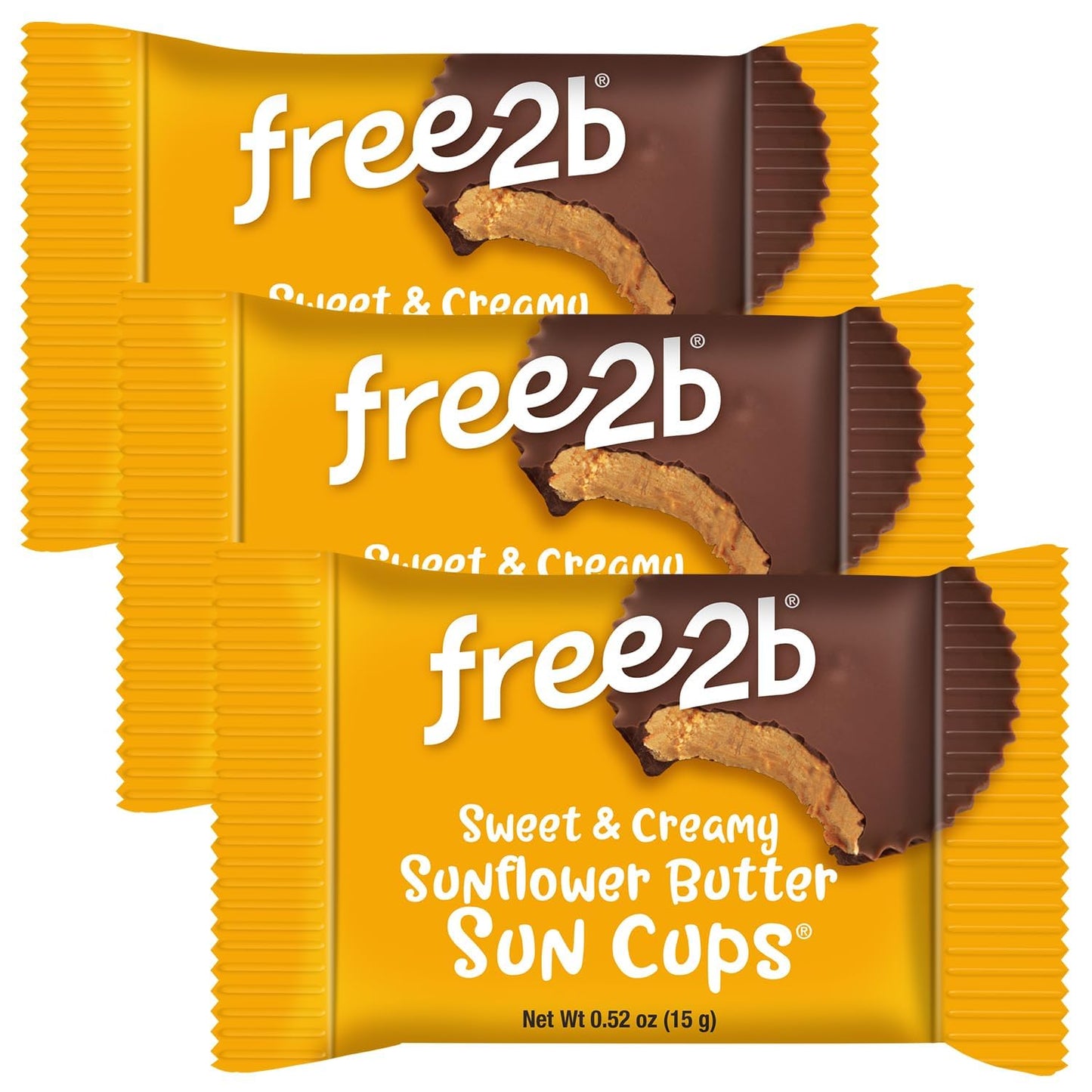 Free2b Sunflower Butter Sun Cups, Safe for School and Allergy Friendly, Gluten-Free, Dairy-Free, Nut-Free, and Soy-Free, Sweet and Creamy Cups, 1-Cup