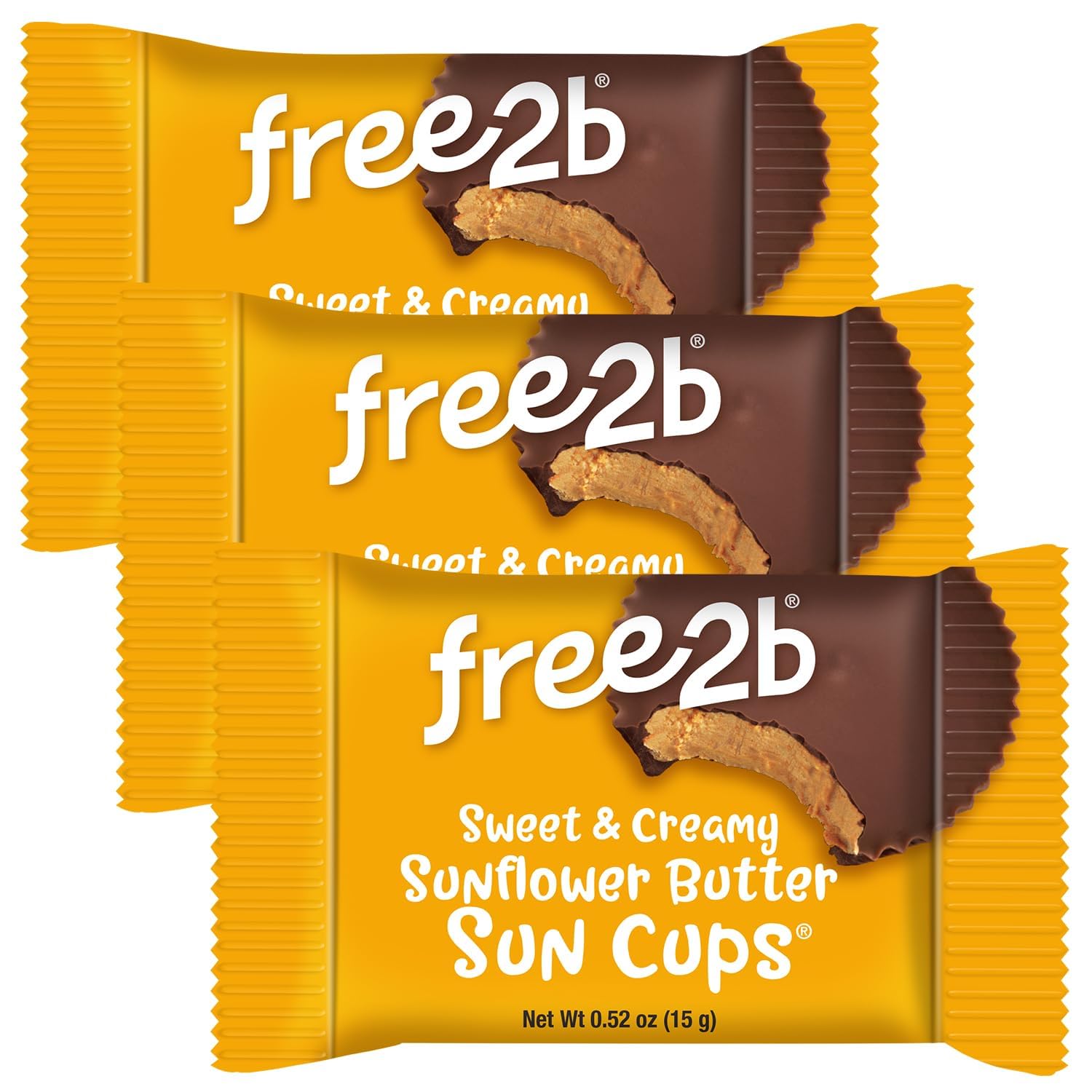 Free2b Sunflower Butter Sun Cups, Safe for School and Allergy Friendly, Gluten-Free, Dairy-Free, Nut-Free, and Soy-Free, Sweet and Creamy Cups, 1-Cup