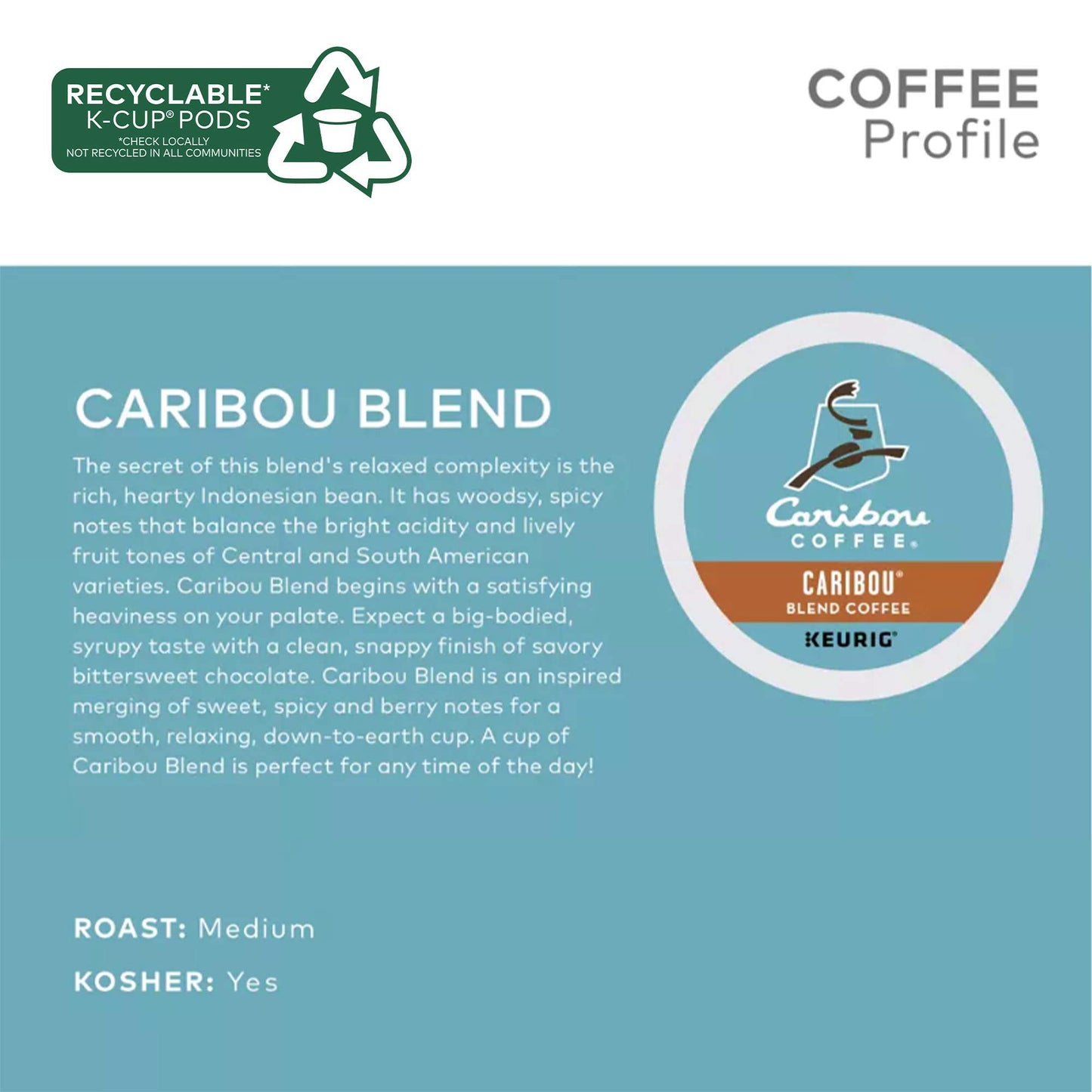 Caribou Coffee, Caribou Blend K-Cup Portion Pack for Keurig K-Cup Brewers (96 Count)