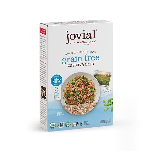 Jovial Grain-Free Cassava Orzo - Gluten Free Orzo Pasta, Cassava Pasta, Paleo Pasta, Grain-Free, 100% Organic Pasta, USDA Certified Organic, Non-GMO