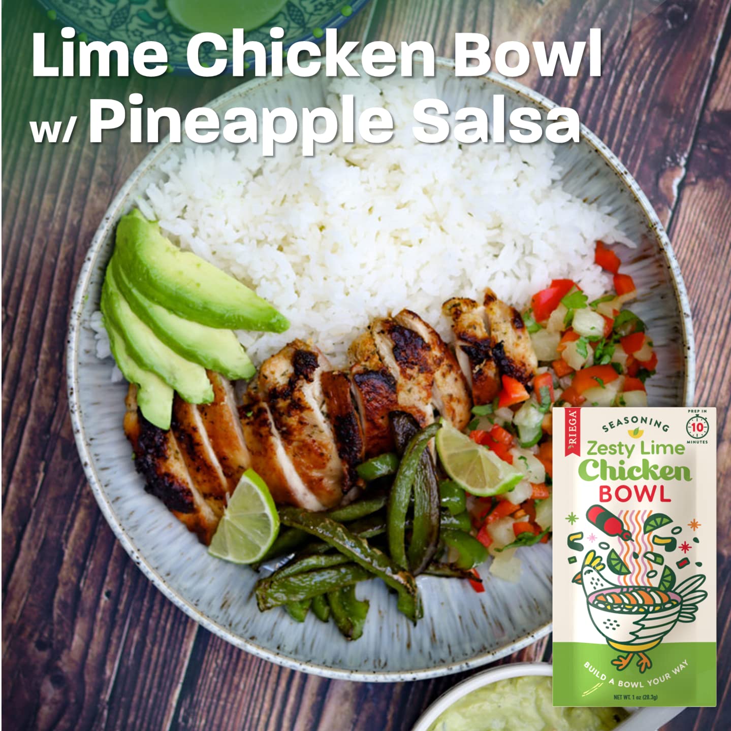 Riega Zesty Lime Chicken Seasoning, Perfect Dry Mix for Zesty Lime Chicken Salad or Rice Bowls (1 Ounce (Pack of 1))