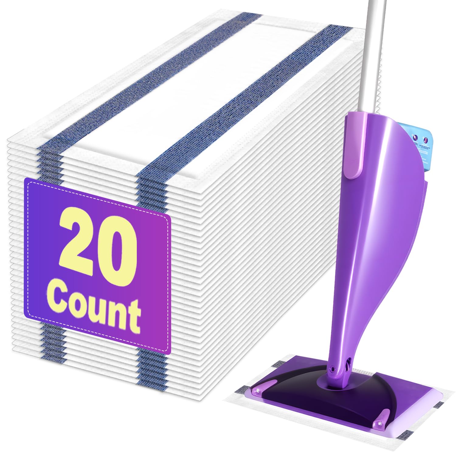 Vowanop Mop Pads Refill Compatible with Swiffer Wet Jet Spray Mops, Disposable Wet Jet Mopping Pads for Multi-Surface Floor Cleaning, Multi-Layer