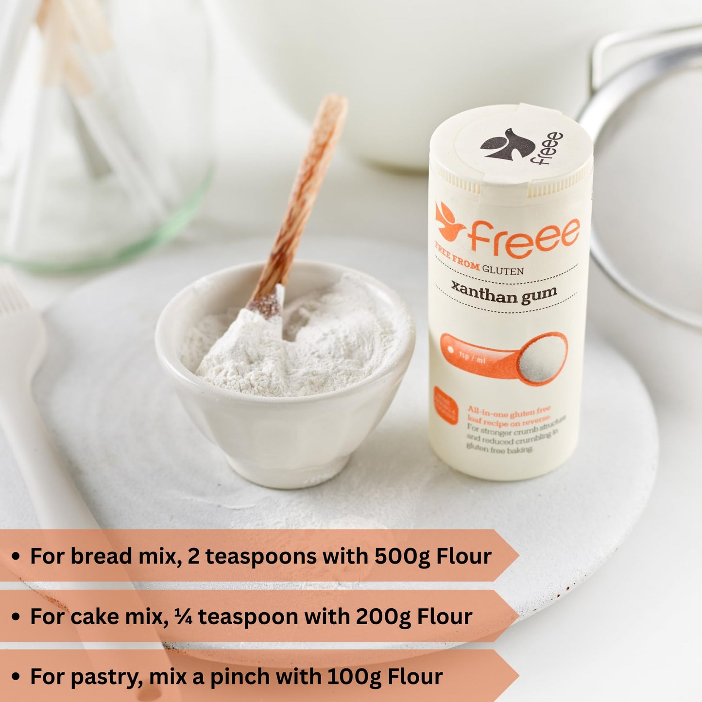 freee Gluten Free Xanthan Gum Powder 3.53 Oz (100 g) | Thickener, Binder & Stabilizer | For Baking, Sauces, Soups, Desserts, Ice Cream | Kosher