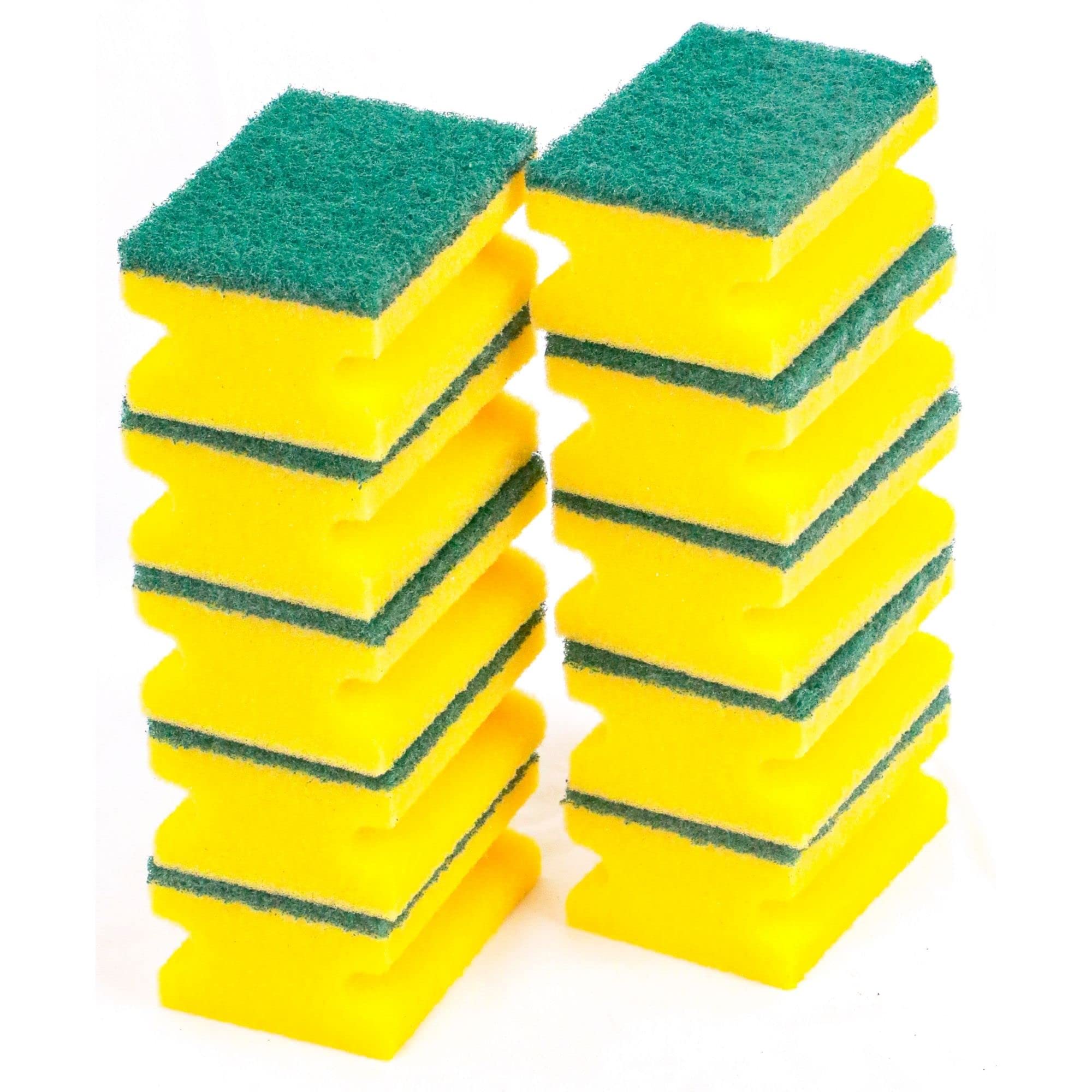 VHD Easy Grab Nail Saver Scrub Sponges, for Washing Dishes and Cleaning Kitchen, for All Surfaces, 10 Pieces Scrub Sponges with 1 Piece Stainless