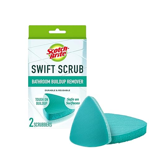 Scotch-Brite Swift Scrub Bath Cleaner Scrubbers, Soap Scum Remover for Cleaning Bathroom, Bathroom Scrubber Pads Safe for Tile, 2 Bathroom Cleaner