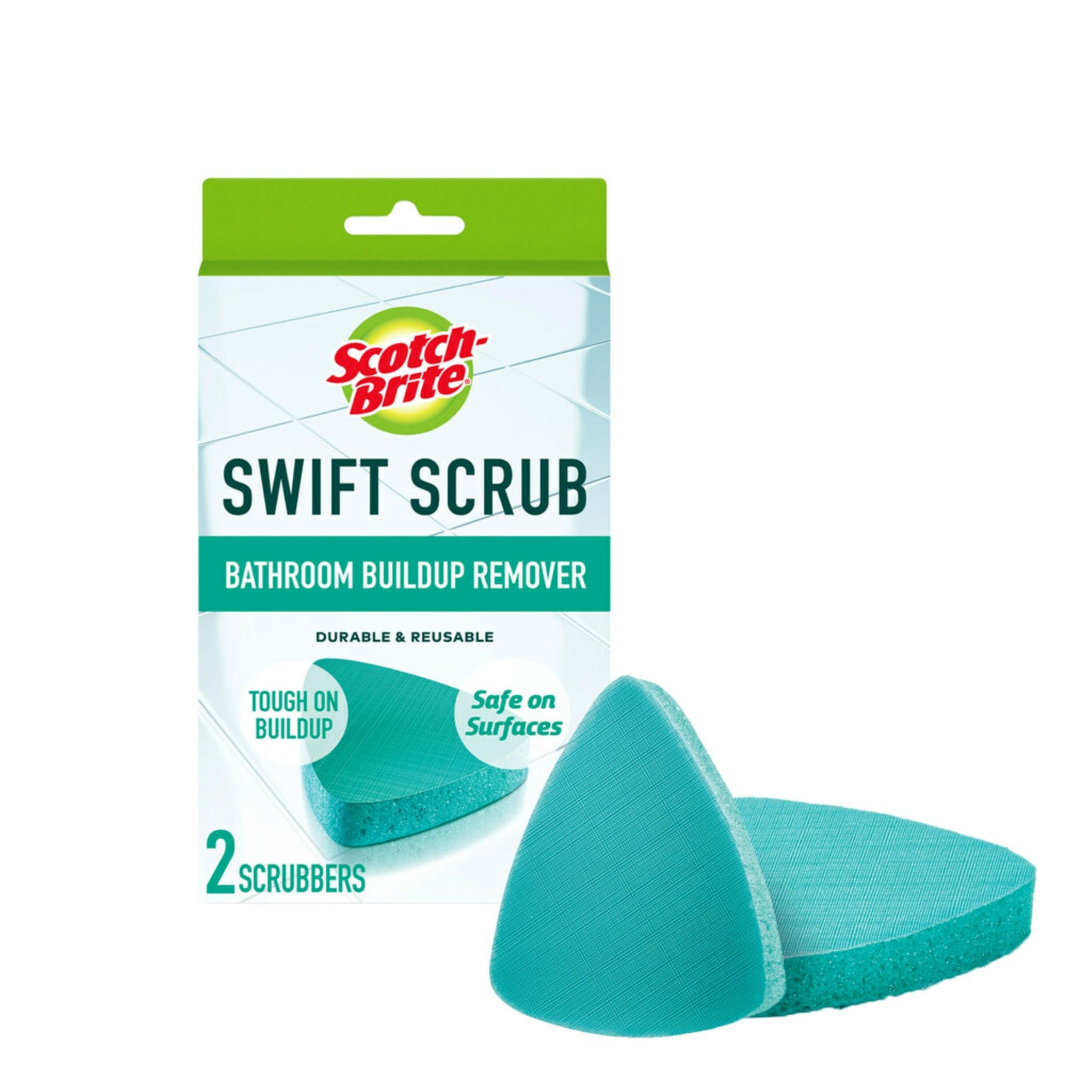 Scotch-Brite Swift Scrub Bath Cleaner Scrubbers, Soap Scum Remover for Cleaning Bathroom, Bathroom Scrubber Pads Safe for Tile, 2 Bathroom Cleaner