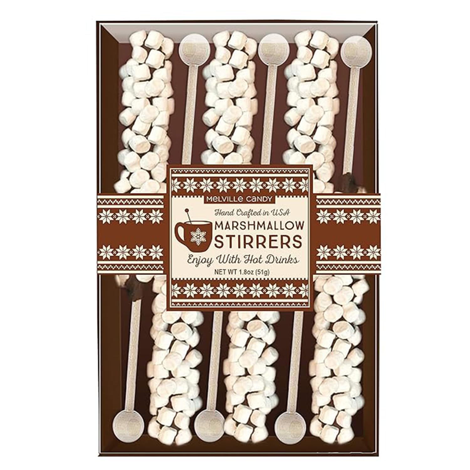 Melville Candy Hot Chocolate Stirrers Gift Set - For Hot Cocoa, Coffee, Tea, Stocking Stuffers, Holiday Gift Idea - Made in USA, Individually Wrapped