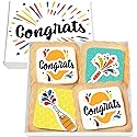 Congrats Gift Cookies Congratulations Gift Basket 4 Pack For Kids Men Women Graduation Friend New Job New House Promotion | Nut Free | Kosher