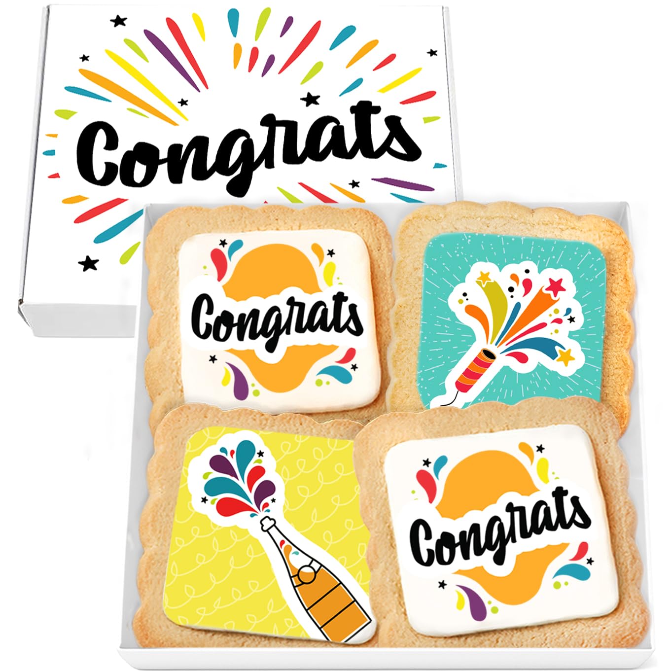 Congrats Gift Cookies Congratulations Gift Basket 4 Pack For Kids Men Women Graduation Friend New Job New House Promotion | Nut Free | Kosher