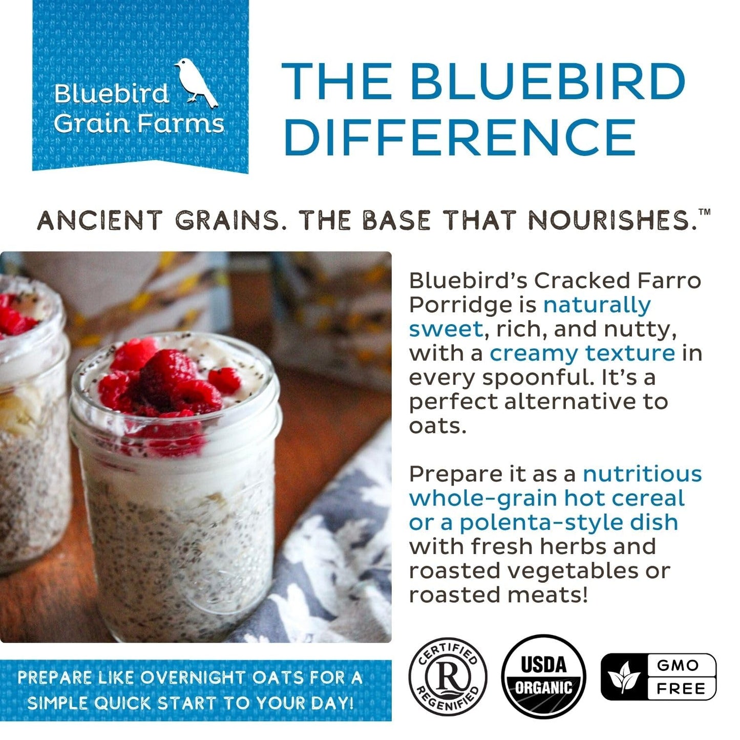 Bluebird Grain Farms Organic Cracked Farro Porridge, 12 Oz.