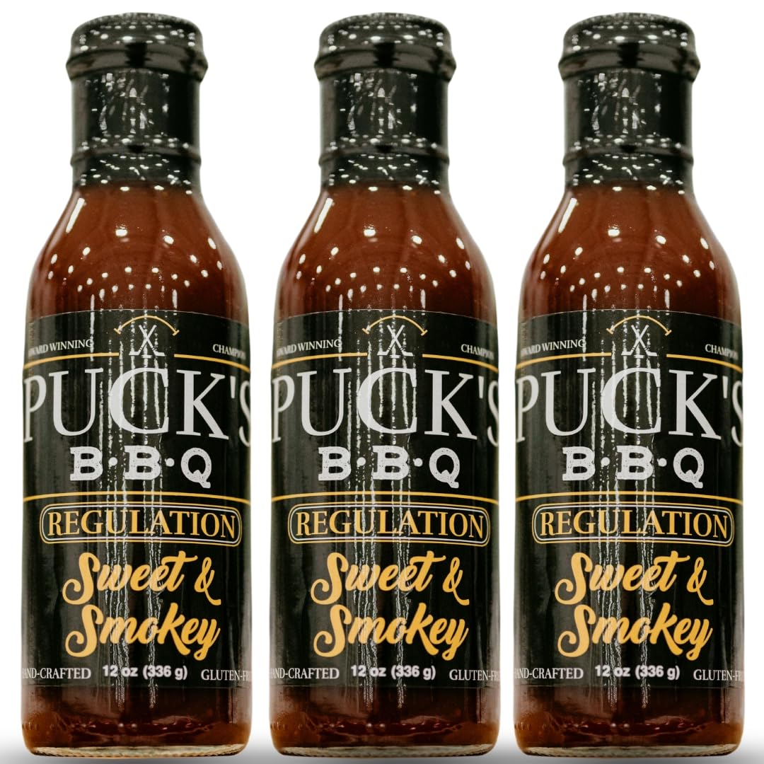 Puck's Regulation Sweet & Smokey BBQ Sauce, 12 oz (3)