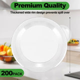 Cptoion 200 Pack 6 Inch Clear Plastic Dessert Plates - Disposable Round Appetizer and Small Cake Plates for Party, Dinner, Wedding, Catering, Birthday