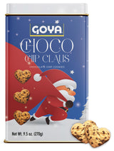 Goya Christmas Cookie Gift Collection, Festive Chocolate Claus Chip Heart-Shaped Christmas Cookies in Tin, Holiday Treats for Family & Friends, 9.5 oz