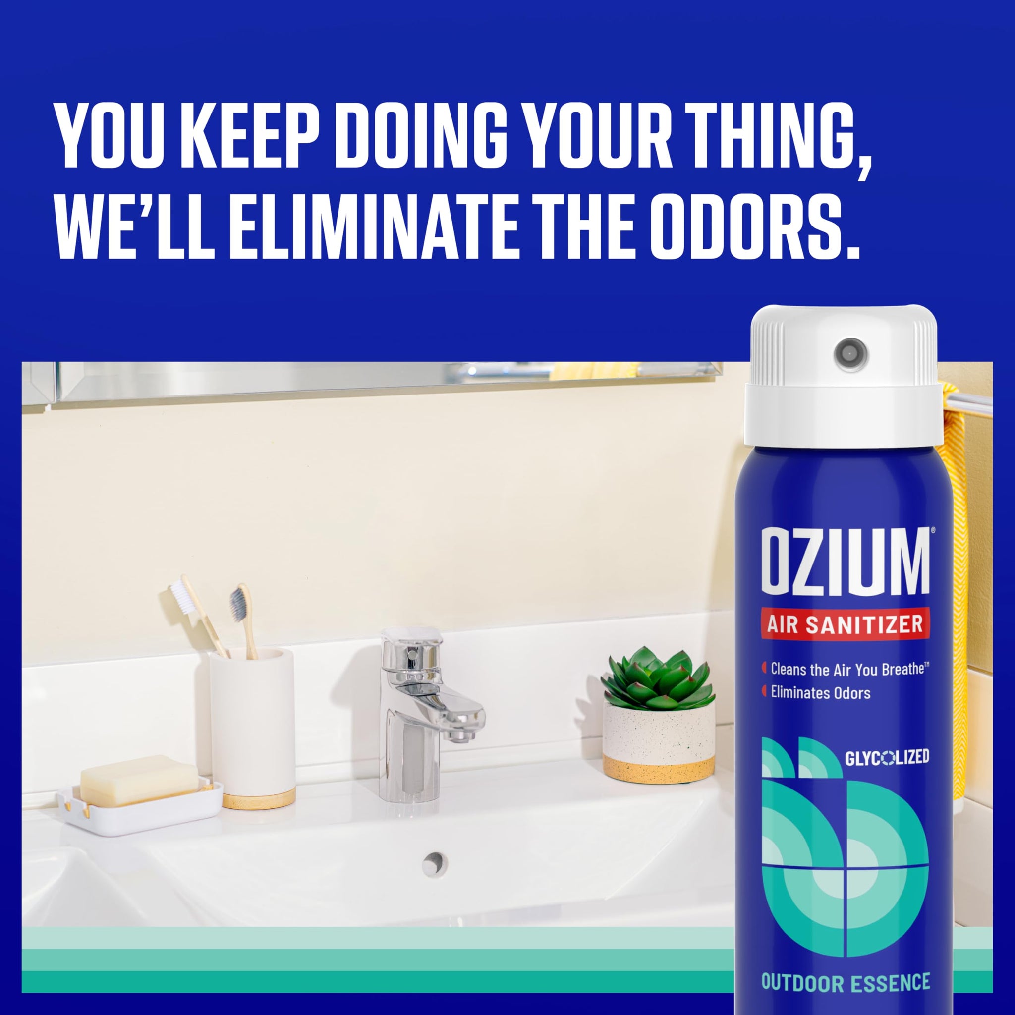 Ozium 3.5 Oz. Air Sanitizer & Odor Eliminator for Homes, Cars, Offices and More, Outdoor Essence Scent, 2 Pack