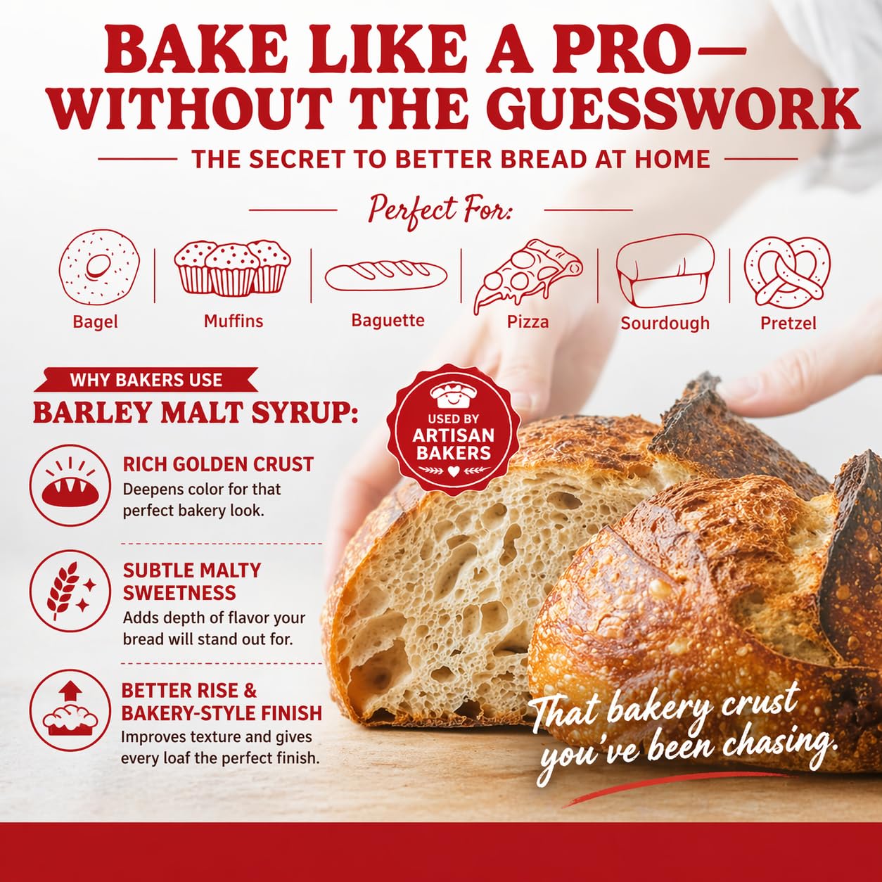 Bakers Club Barley Malt Syrup 16oz - Authentic Malty Flavor for Bagels, Pretzels, Bread & Baked Goods - Enhances Crust, Color & Sweetness - Non-GMO, Traditional Malted Barley Syrup - Made in USA