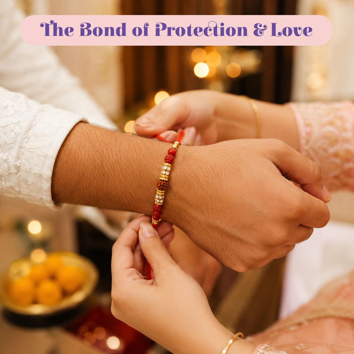LOVENSPIRE Peacock Rakhi Gift Hamper Set for Brother & Bhabhi - Includes 2 Rakhi Bracelet, Decorative Puja Plate, Chocolates & Roli Chawal Peacock