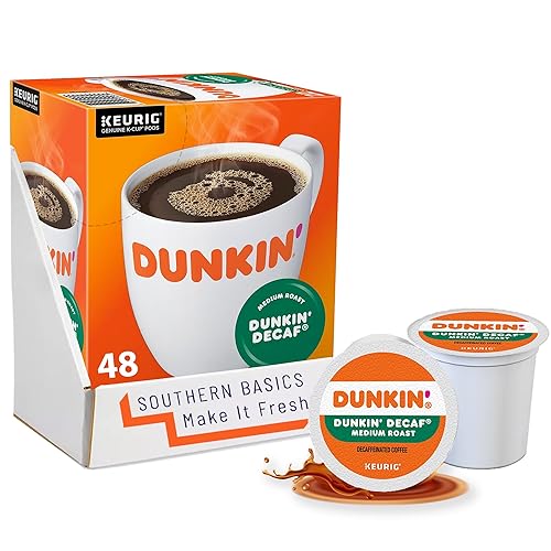 SOUTHERN BASICS Dunkin Donuts Decaf Original Flavor Coffee K-Cups For Keurig K Cup Brewers, Packaging May Vary (48 Count)