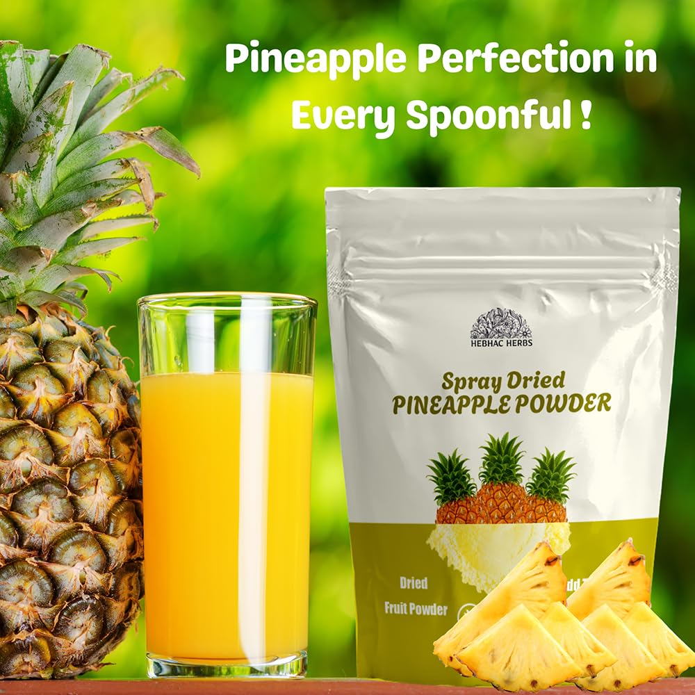 Pineapple Powder - 227g | 100% Natural Pineapple Juice Powder 8 oz for Smoothies, Shakes, Baking & Drinks,| Free from Preservatives, Artificial