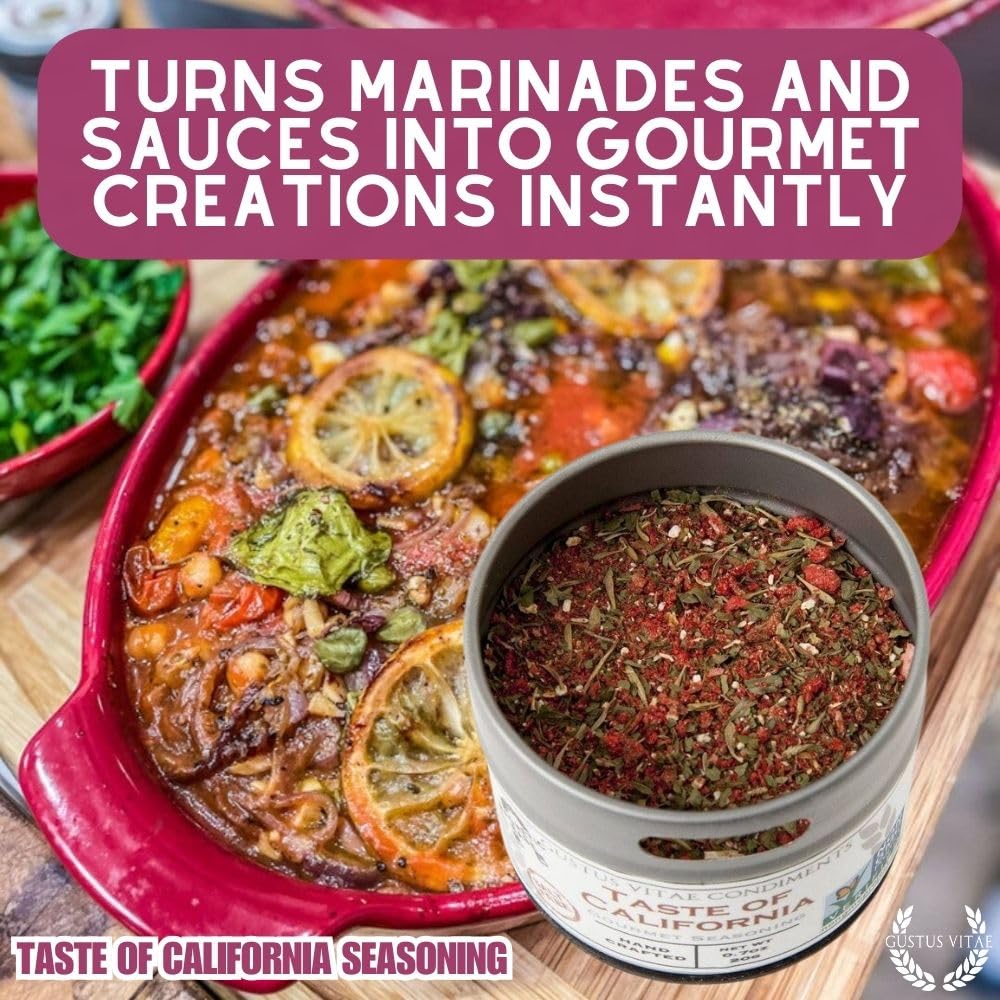 Gustus Vitae - Taste of California - Authentic Artisanal Spice Blend - Gourmet Seasoning - Non GMO - All Natural - Sustainably Sourced - Small Batch