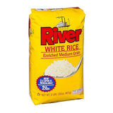 RIVER White Rice - Enriched Medium Grain NET WT. 2 LBS (32 OZ) 907g | Used in ARROZ DOÇE (Portuguese SWEET RICE - RICE PUDDING), 32 Ounces