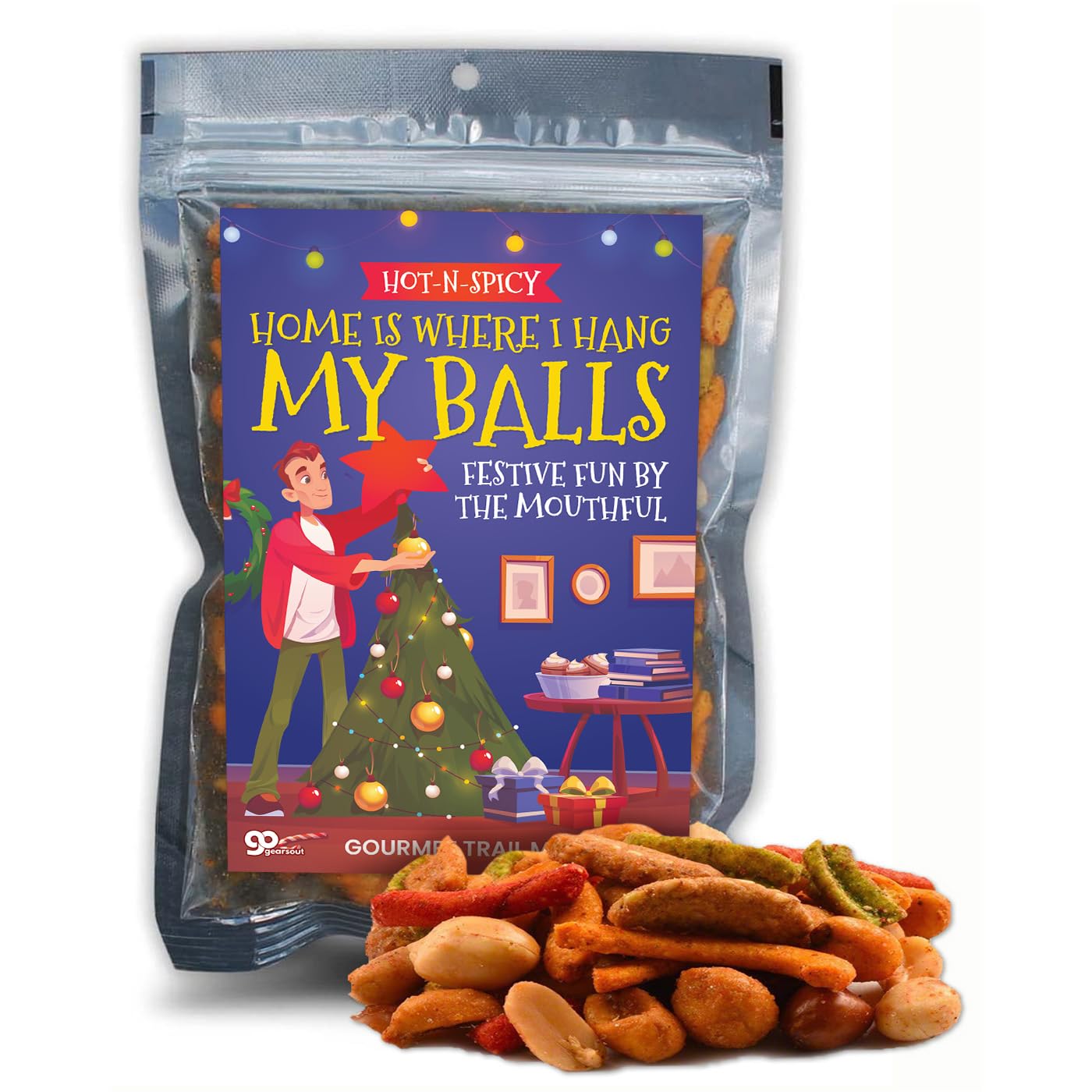 Christmas Balls Trail Mix Spicy Snacks for Men Christmas Lovers Gift Basket Filler Xmas Ideas Mens Stocking Stuffers Spicy Sriracha