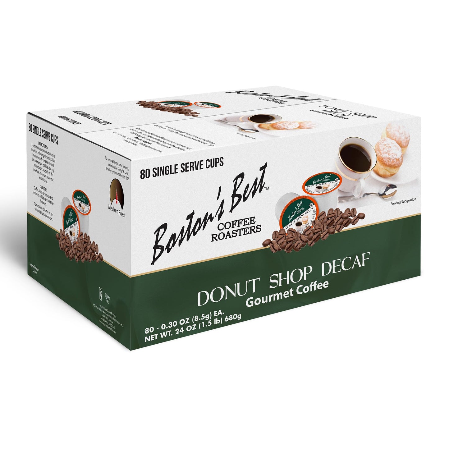 Boston’s Best - Hearty Donut Shop Decaf Medium Roast Delicious Gourmet Coffee Compatible with Keurig Coffee Maker, 1 Count (80 Single Serve Cups)