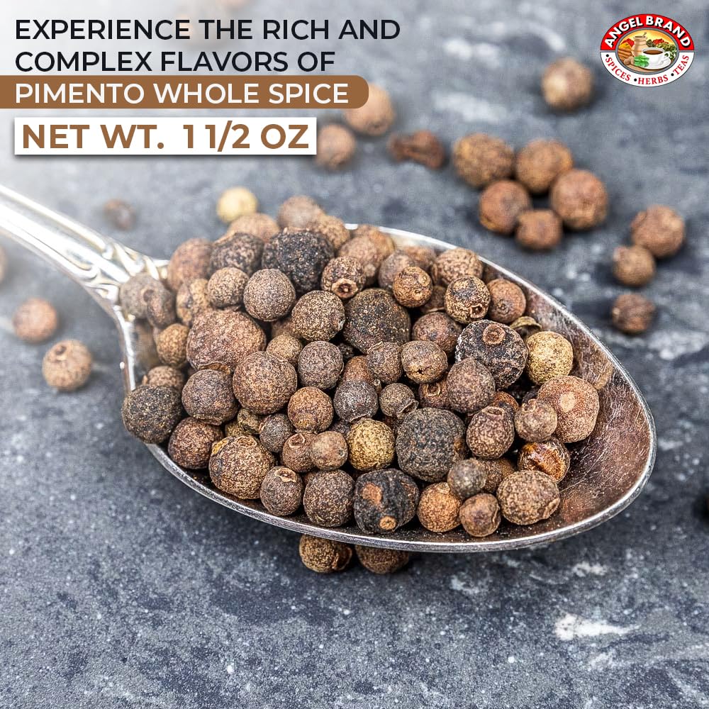 Angel Brand Allspice Pimento Seed Whole 1.5 oz Bottle - Warm & Aromatic Essence of Whole Pimento Jamaican with Unique Blend for Sweet & Savory Dishes