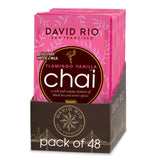 Flamingo Vanilla Decaffeinated Reduced Calorie Chai Tea Latte Mix, 0.63 Oz (Pack of 48), Single Serve Packets, Decaf Black Tea, Organic Spices, Sugar