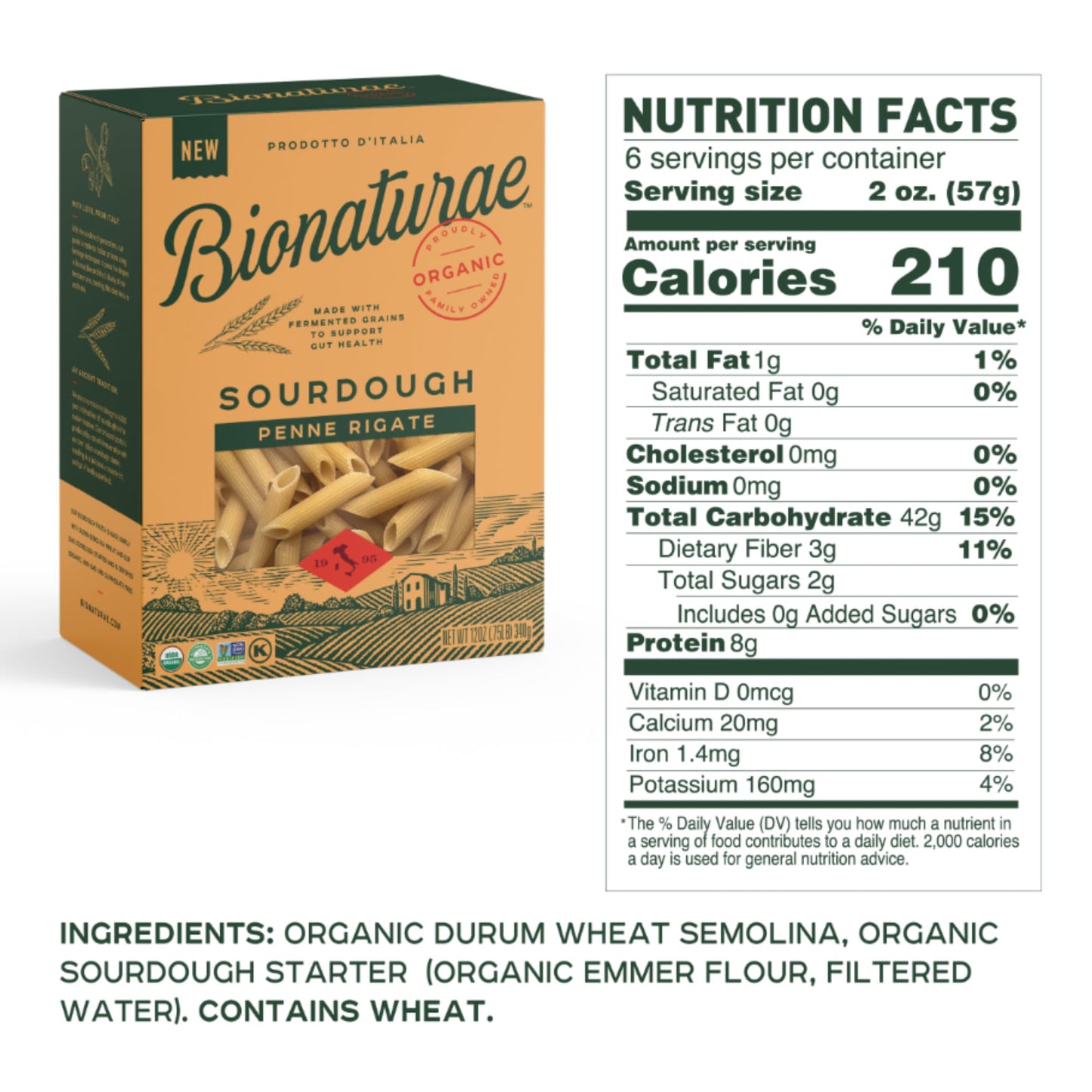 Bionaturae Sourdough Organic Penne Pasta - Organic Pasta, Pasta Penne, Pasta Noodles, Penne Pasta Noodles, Dried Pasta, Penne Noodles - 12 Ounce (Pack