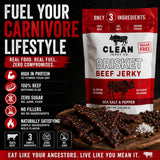 Clean Jerky Co. Old Fashioned Dry Zero Sugar Beef Jerky | Salt & Pepper - Flavorful High Protein Snacks | Healthy Snacks for Adults | Made with 100%