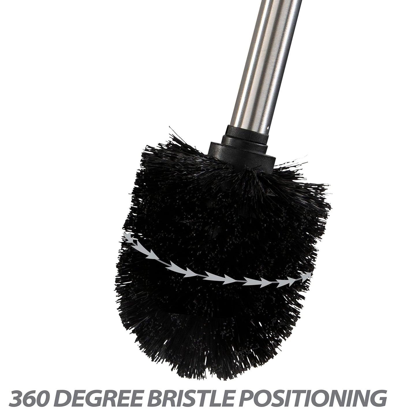 Bath Bliss Toilet Brush and Holder | Self Closing Lid | 360 Degree Brush Head | Bathroom Cleaning | Compact Size | Storage and Organization | Matte