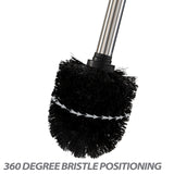 Bath Bliss Toilet Brush and Holder | Self Closing Lid | 360 Degree Brush Head | Bathroom Cleaning | Compact Size | Storage and Organization | Matte