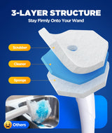 62 Count Toilet Wand Refills For Clorox Wand, 3-Layer Brush Heads with Upgraded Toilet Bowl Cleaners For 99.9% Stains Removal