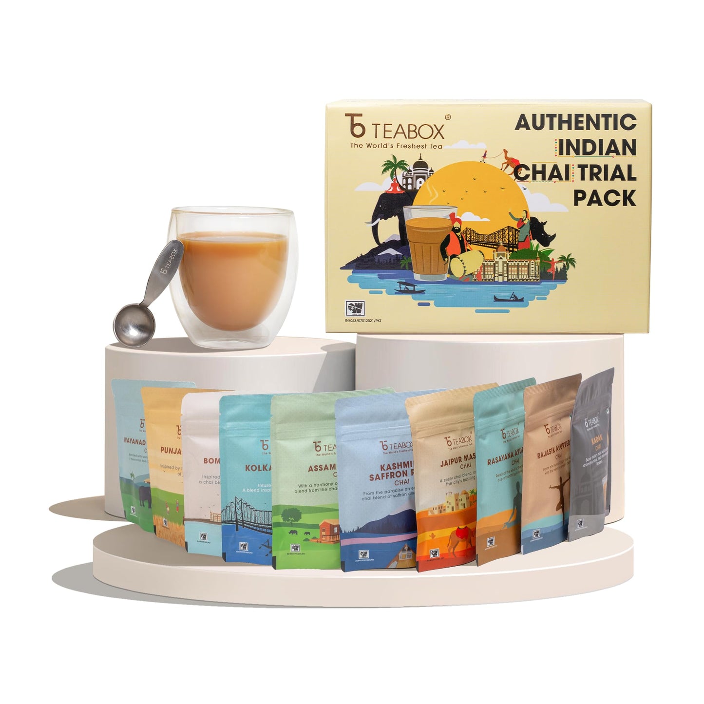 Teabox Premium Authentic Indian Spiced Chai Tea Trial Pack, 10 Exotic Varieties of Chai, 30G Each, 100% Real Ingredients. No Artificial Flavors |