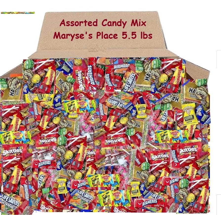 ASSORTED VARIETY BULK CANDY MIX, 5.5 LB of Assorted Individually Wrapped, Candy Mix, Skittles, Starburst, Haribo, Jolly Ranchers and More for Pinata