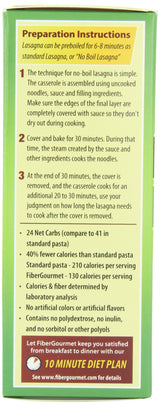 Fibergourmet Light Lasagna, 12-Count Packages