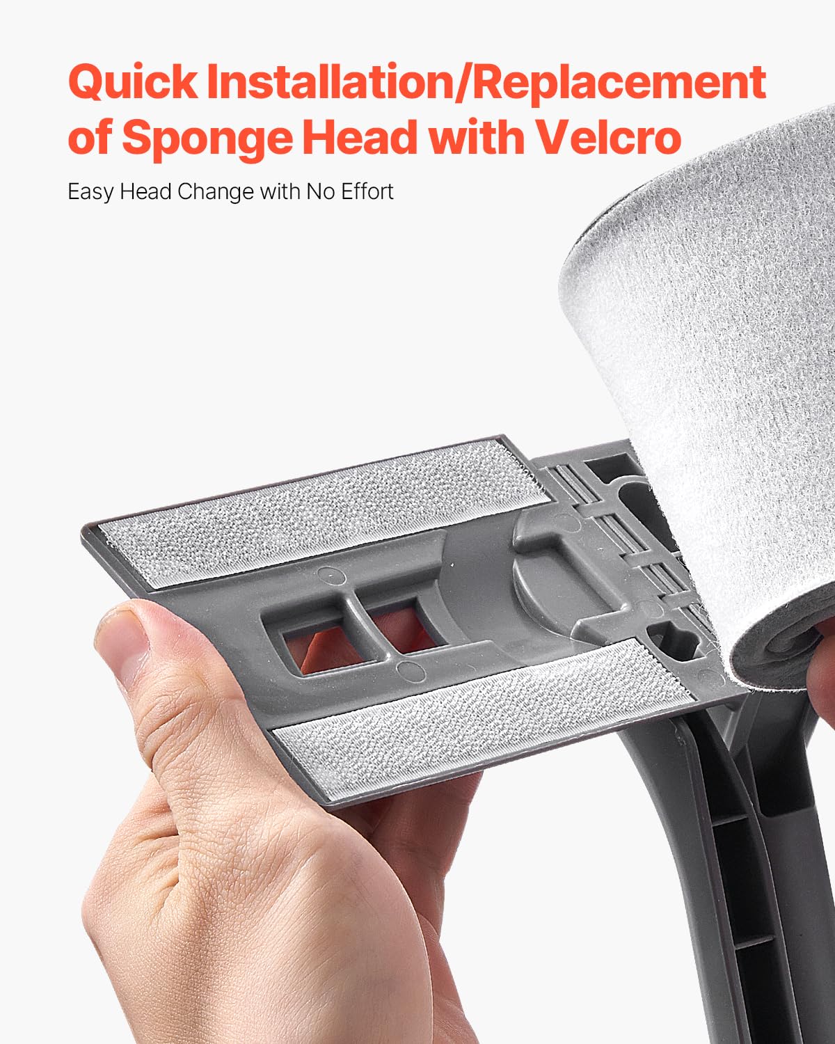 VEVOR Sponge Mop, High-Density PU Sponge Mop with 1 Pcs Sponge Mop Replacement, Easy to Squeeze Sponge Mop with Hook & Loop for Head Change, Fit