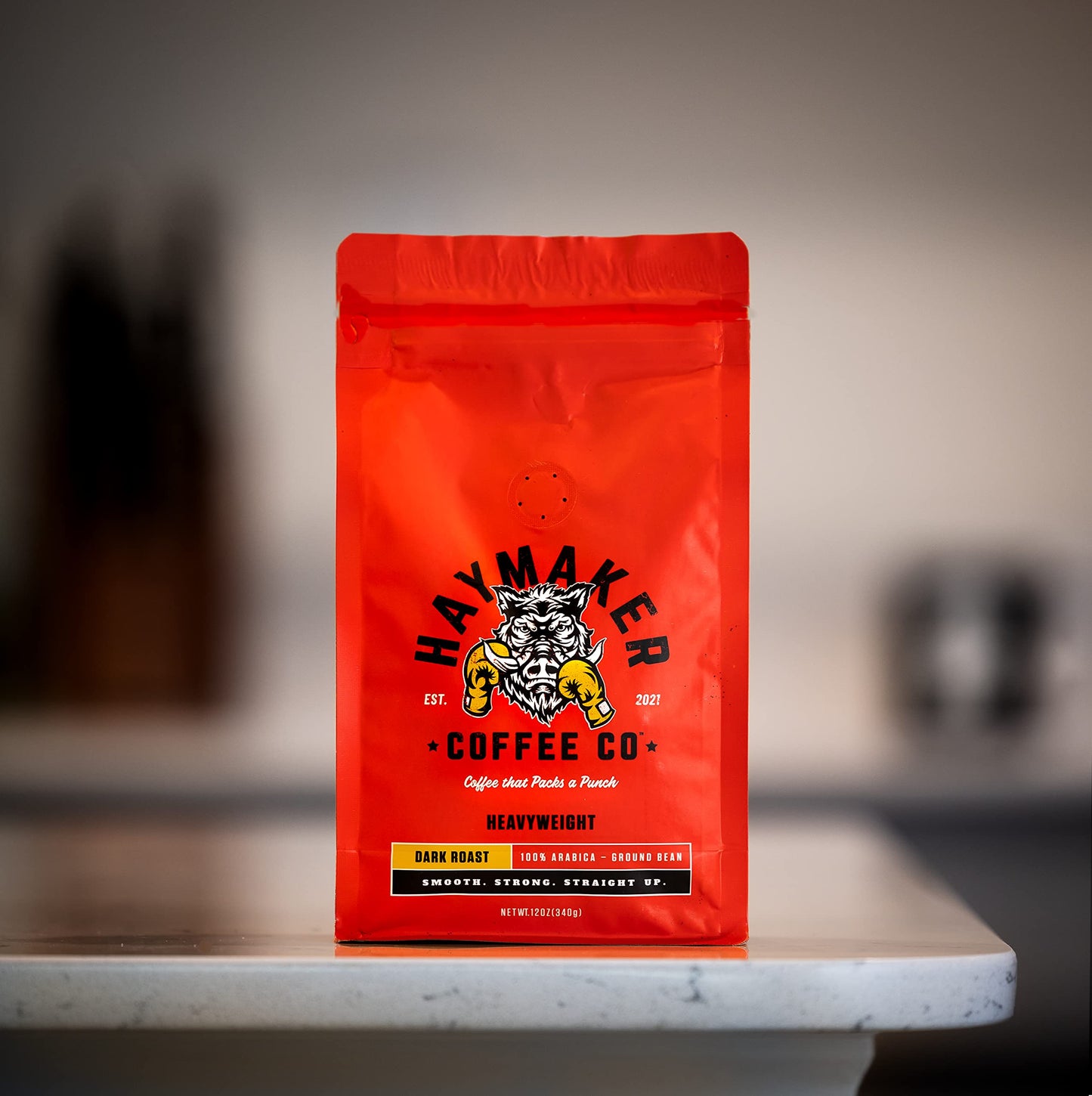 Haymaker Coffee, Dark Roast with Full-Bodied Flavor, Ground, 12 Ounce, Roasted in USA