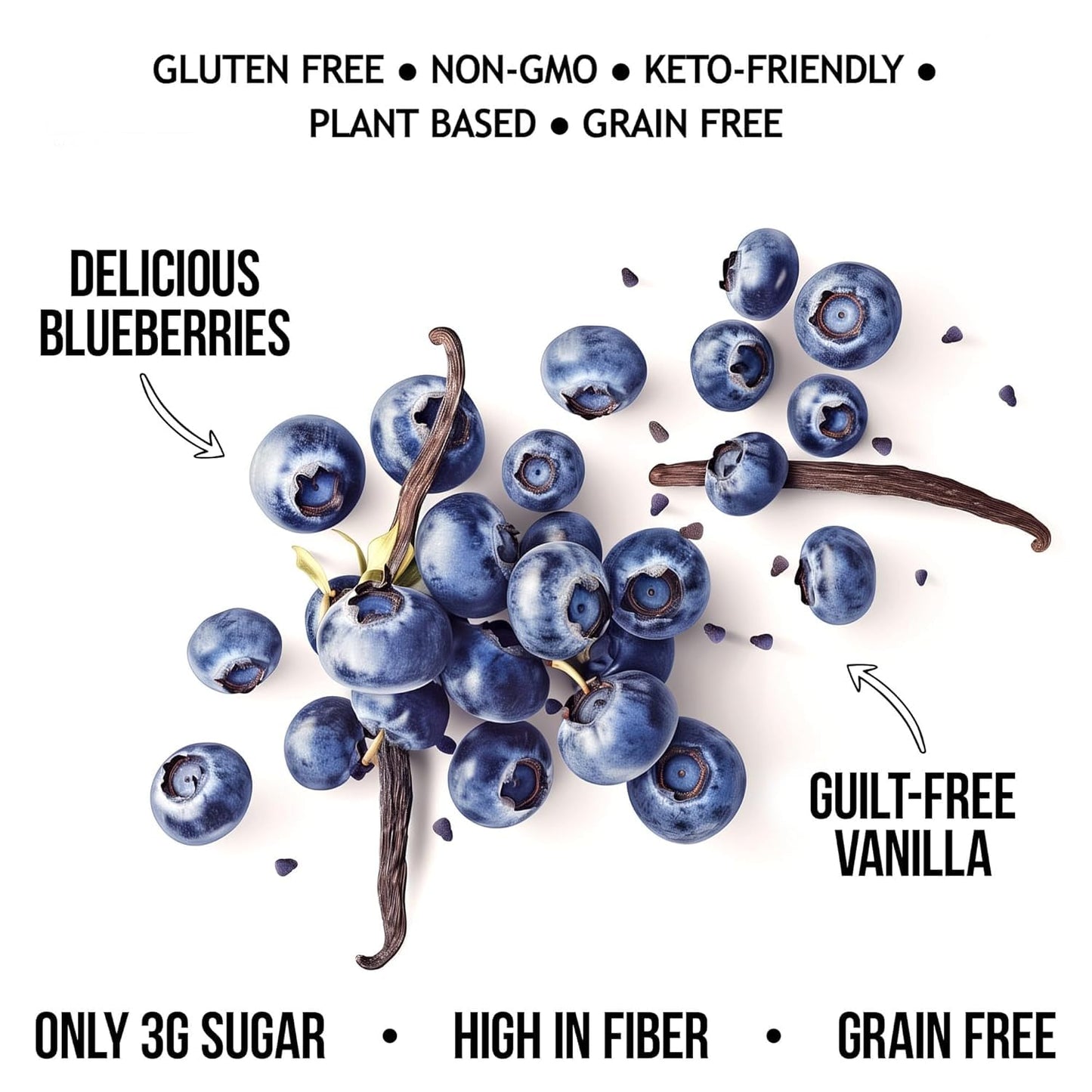 TGB Blueberry Granola Cereal, Keto Friendly Snack, No Added Sugar, Gluten Free, High Fiber, 8oz Resealable Bag (Pack of 3)