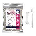 ATLEMISME Empty Gelatin Capsules Size 00 - (100 Count) DIY Gelatin Capsule Filling - with 2 Micro Lab Spoons for Capsule Filling