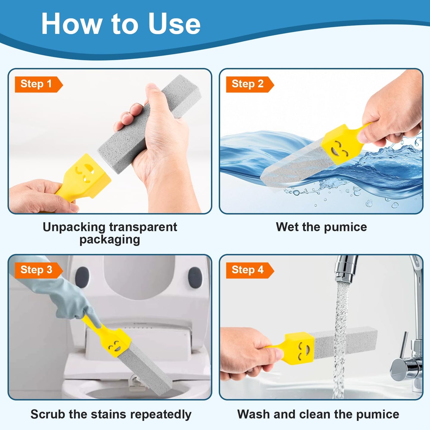MEQHUO 10 Pack Pumice Stone with 2 Handles, Toilet Bowl Cleaner Ring Remover, Pumice Stone for Toilet Cleaning, Bathtub, Grill, Pool, Sinks, Stove