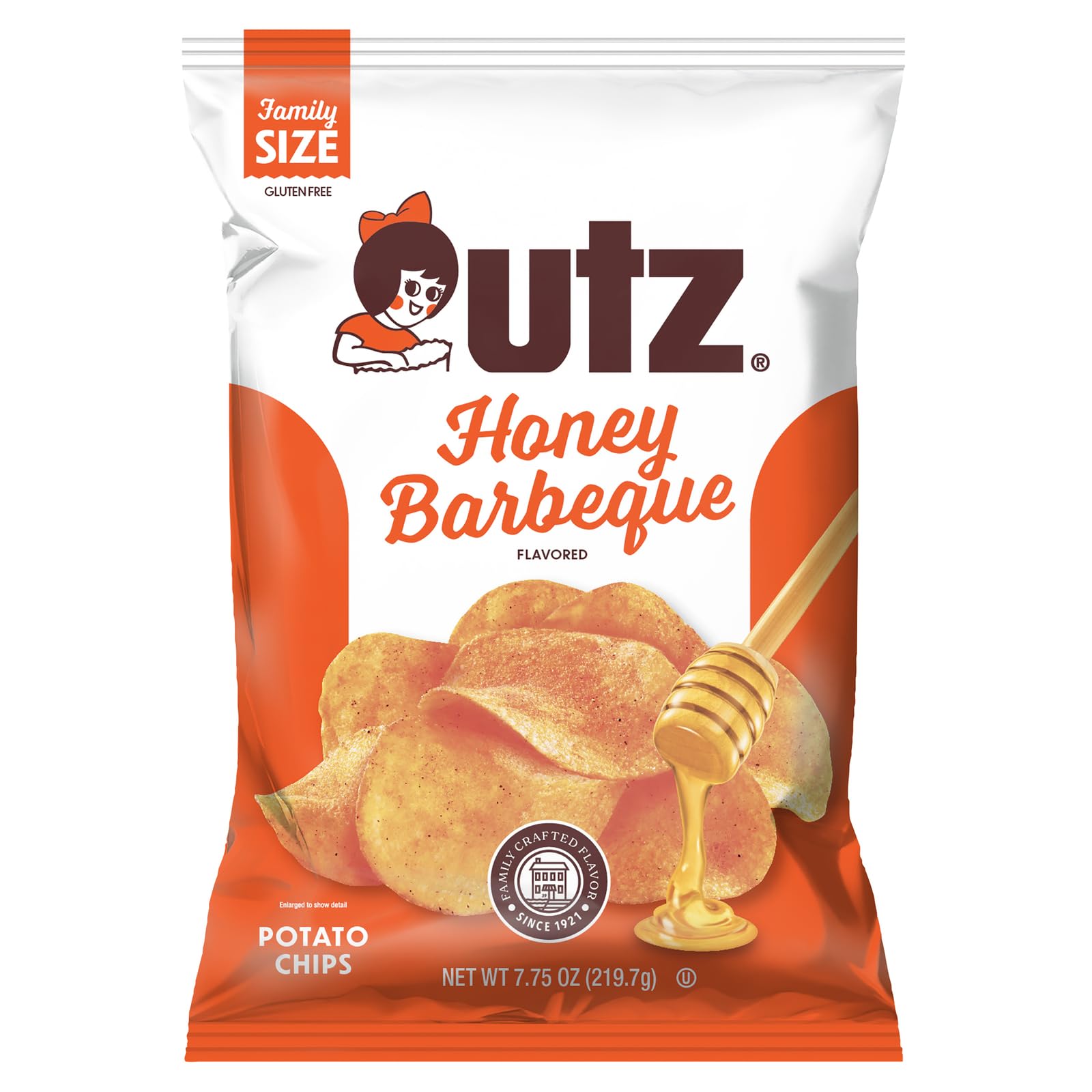 Utz Honey Barbeque Potato Chips, 7.75 Oz