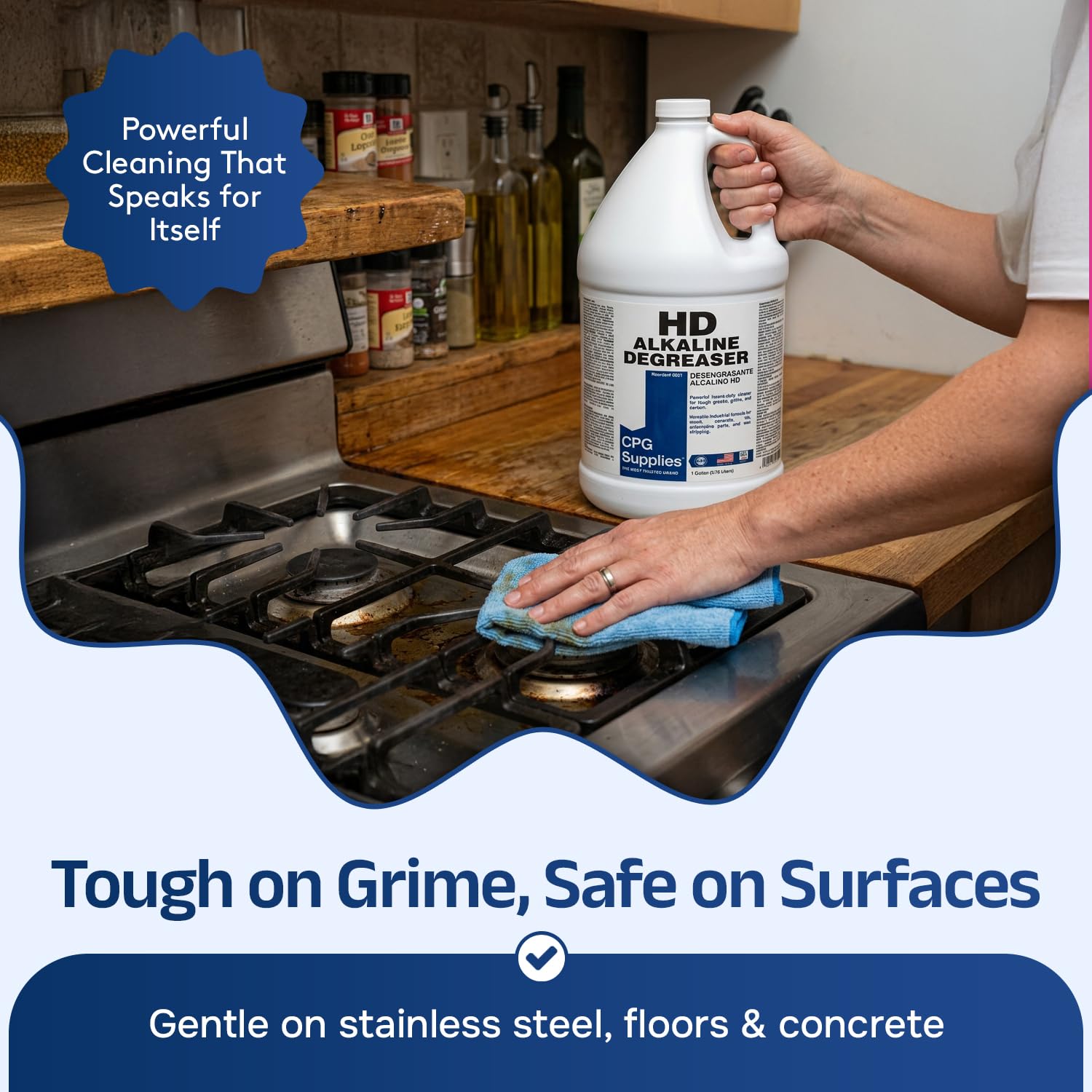 CPG SUPPLIES Heavy Duty Alkaline Cleaner & Degreaser - Multi Purpose Cleaner Concentrate to Cut Grease, Oil, Fat, Grime - Fume-Free & Non-Abrasive