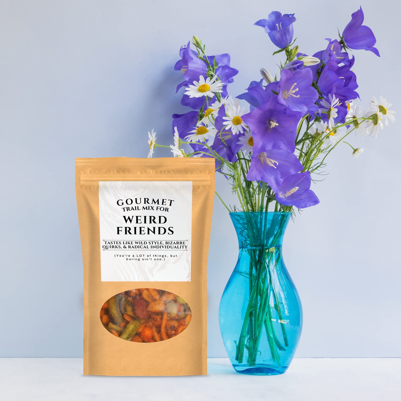 Weird Friends Gourmet Trail Mix - Premium Snack Blend for Womens Gift Basket, Stocking Stuffers, Gourmet Gift Basket Filler, Valentines for Friends